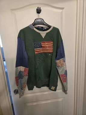 Polo by Ralph Lauren Green Patchwork Flag Sweatshirt